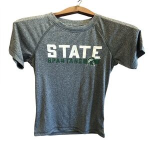 Michigan State Gray Kids 6/7 Spartans T-Shirt Quick Dry Short Sleeve Tee Shirt